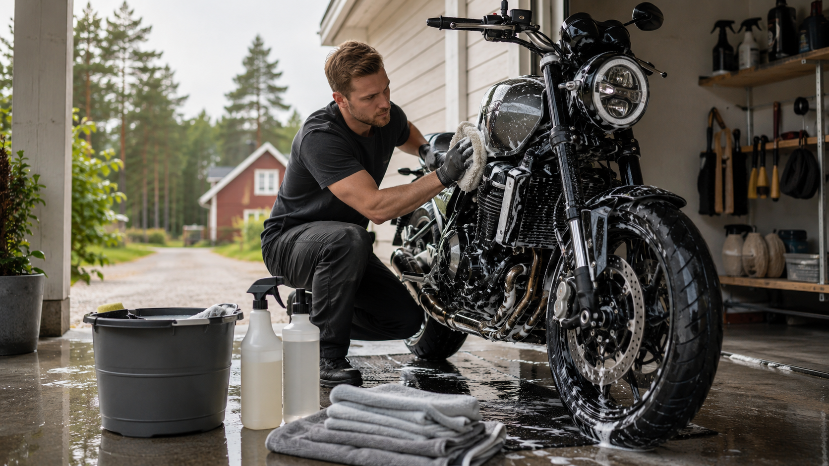 Rätt ordning vid MC-tvätt – avfettning, schampo och avtorkning